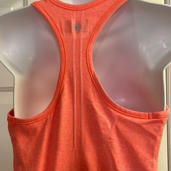 Athleta Heather Bright Orange Razorback Tank Top Vertical Rouging Stripes-Med - Picture 9 of 12